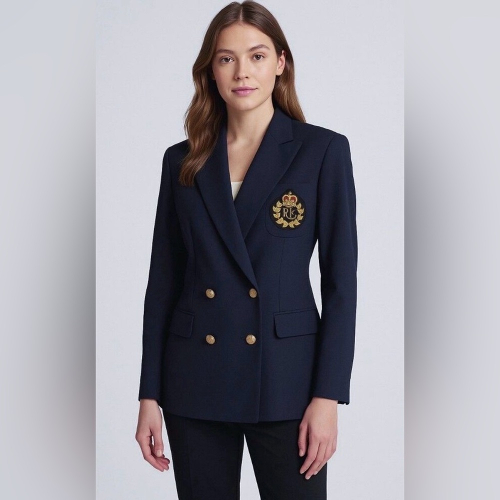 Ralph Lauren Blazer Wool Crest Logo Embroidered Emblem Jacket
Academia (Navy 14)